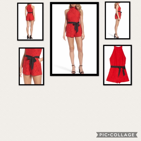 🎉🎉HP 9/3🎉🎉BB Dakota Red NEVE Lace Romper - Picture 8 of 8